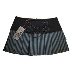 Tripp NYC Gray Black Striped Pleated Mini Skirt